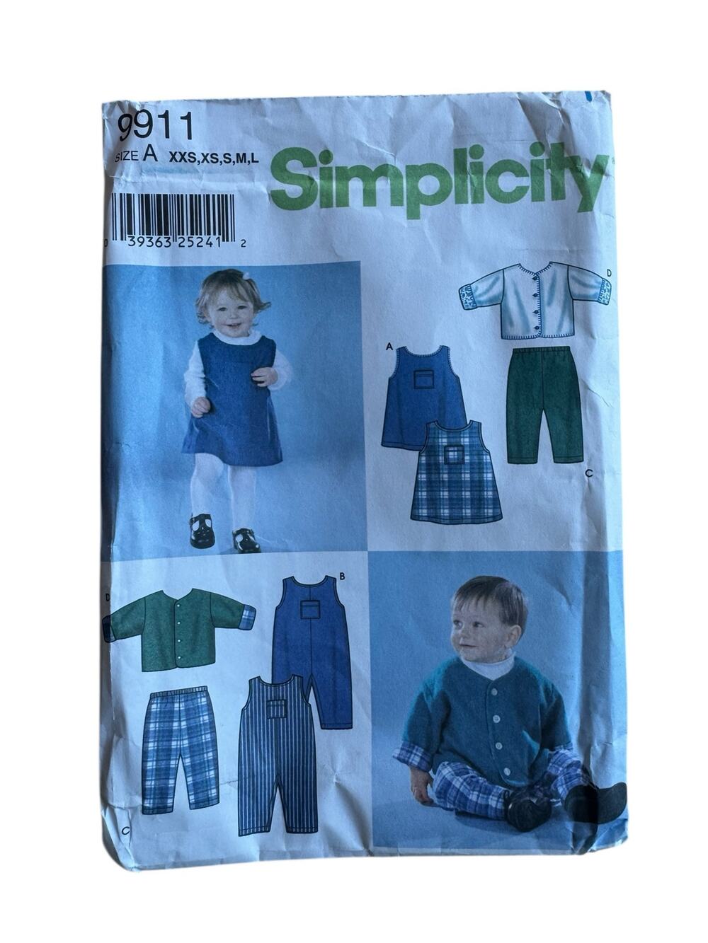 Vintage SIMPLICITY Baby Dress Romper Pants Lined Jacket Pattern 0-24lbs 18m 9911